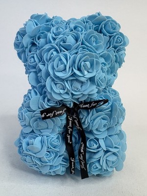 Blue Rose Teddy Bear Artificial Rose Flower Bear Gift