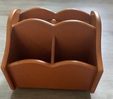 Organizador de Escritorio Giratorio de Madera Vintage 360° Giratorio Escritorio Almacenamiento Carrito Oficina