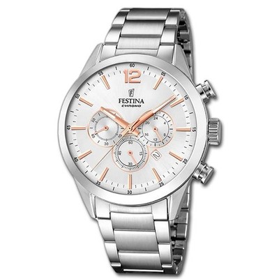 Festina Herrenuhr Edelstahl silber Timeless Chronograph Armbanduhr UF20343/6