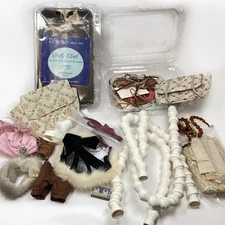 Assorted Parts, Accessories and Fabric For Doll Makers