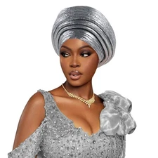 Nigerian Women Hijab Auto Gele African Headtie Wrap Turban Wedding Hat Cap Aso