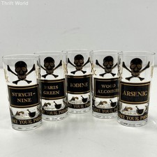 Georges Briard Name Your Poison Glass Set 5 Arsenic Iodine Paris Green Vintage
