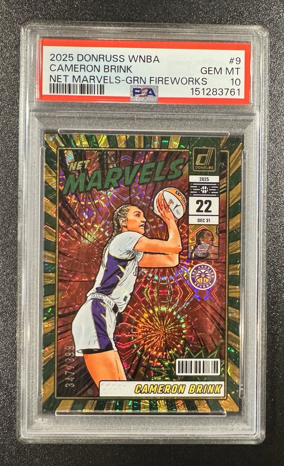 2025 Donruss WNBA - Net Marvels Cameron Brink Green Fireworks /399 PSA 10 POP 1