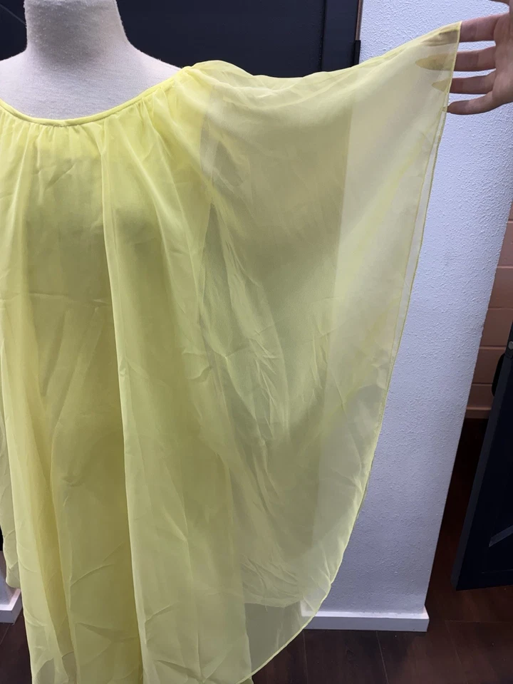 Maxi Vestido Estilo Años 70 De Colección Amarillo Gasa Mangas Acampanadas Caftán Fluido Hecho a Mano Foto 3 de 4