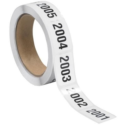 Consecutive Numbered Labels, ''(2001-2500)'', 1'' x 1 1/2'', Black/White, 500/Roll