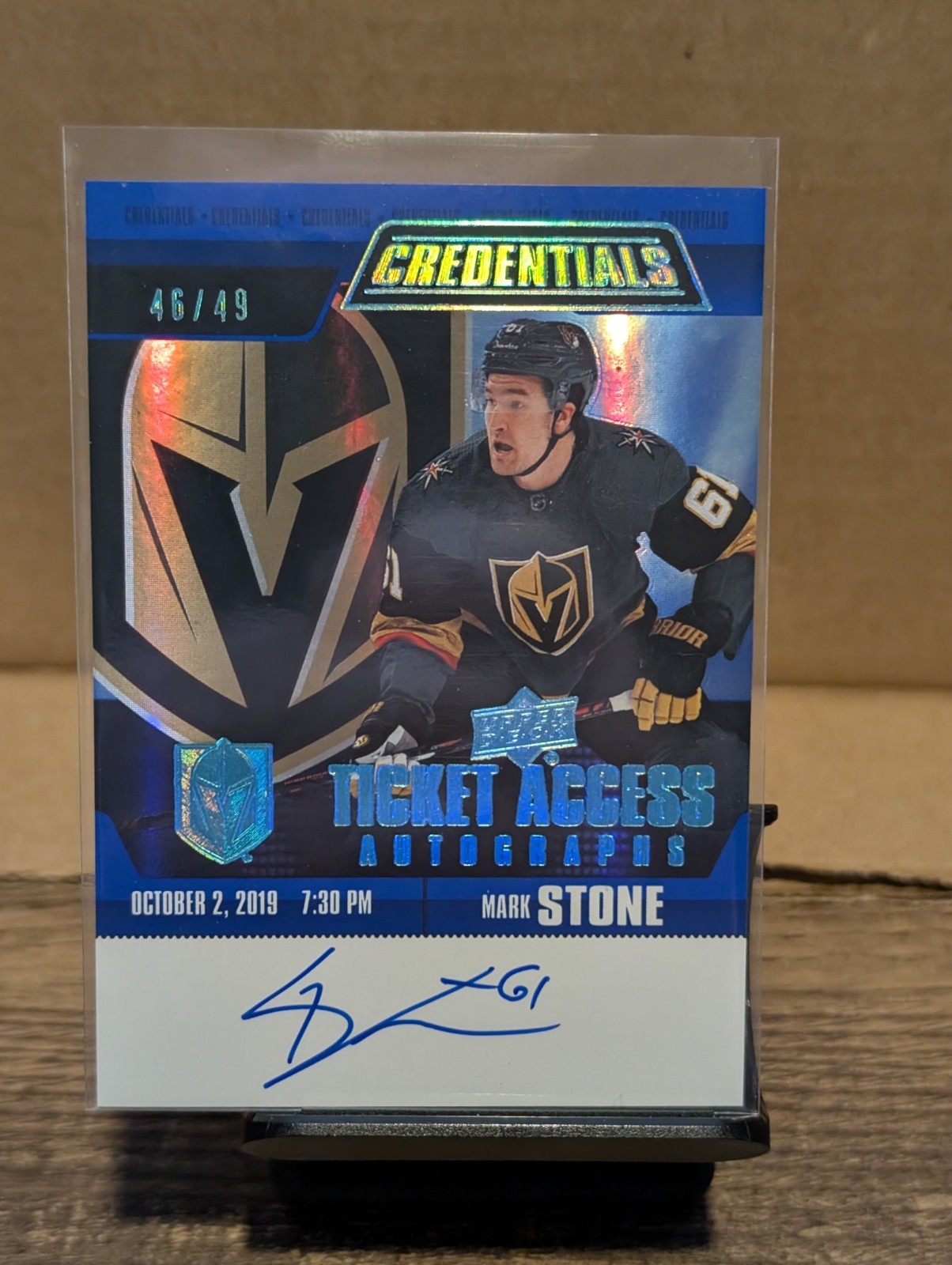 2019-20 Upper Deck Credentials Ticket Access Blue /49 Mark Stone #TAA-MS Auto