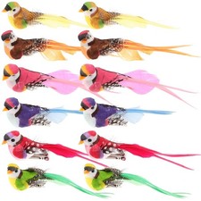 Künstliche Vögel mit Federn 12 Stück Clip Gartendeko Weiß Bunte Akzente Deko