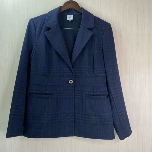 Cabi Damen Blazer mit einem Knopfverschluss blau/schwarz Hahnentritt Größe M