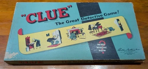 Vintage 1949 Parker Brothers Clue Board Game, Very Good Condition, Mystery Game