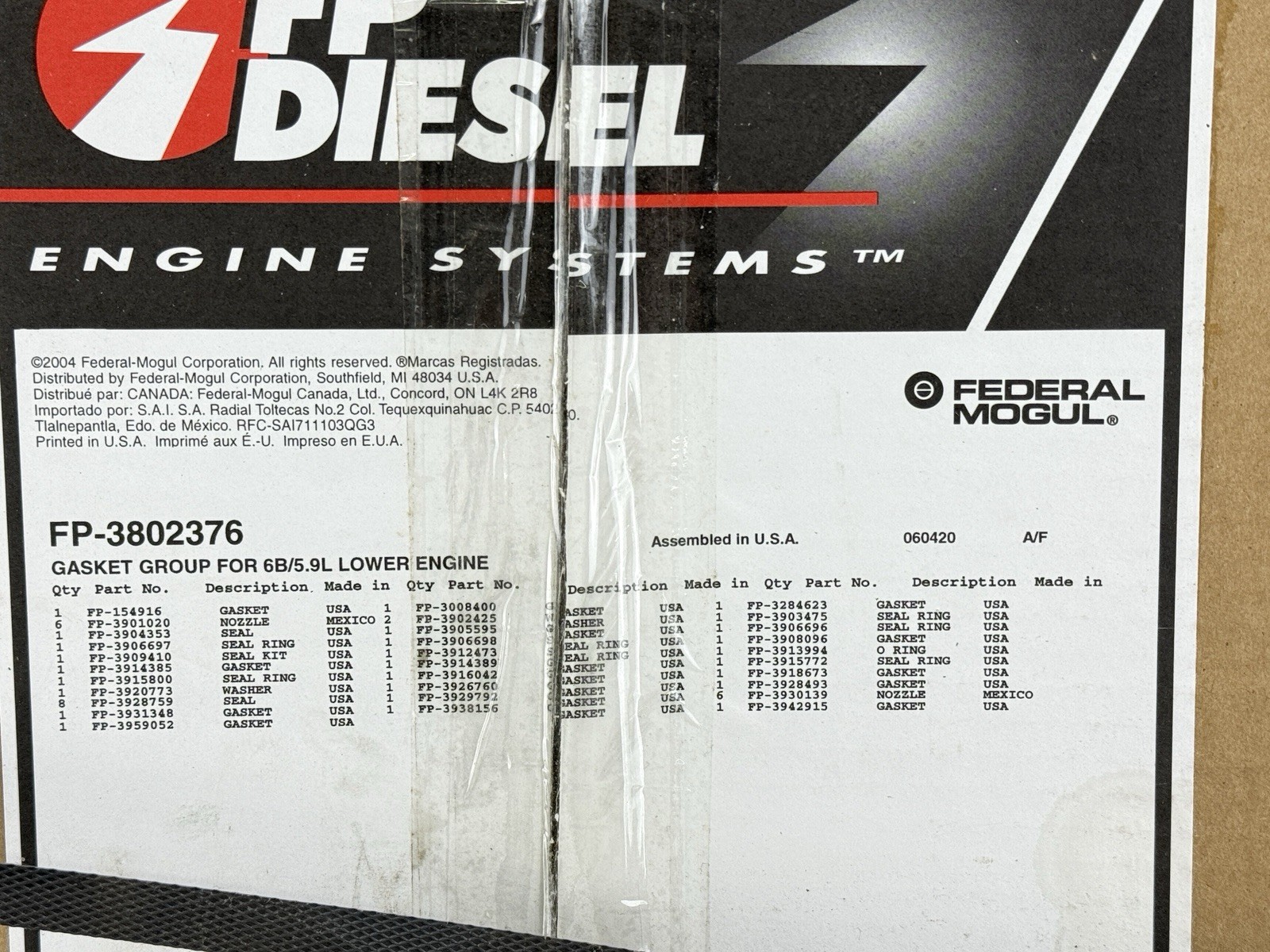 FP-3802376 FP Diesel Lower Gasket Set Fits Cummins Dodge 5.9L 6BT 6B 6BTA 12V