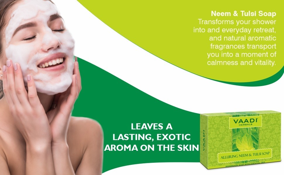 Neem Tulsi Soap with Tea Tree Oil | Pack of 3 Bars (2.65 oz each) |All Skin Type