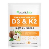 Vitamin D3 10000 Ie + K2 200Mcg MK7 - 120 Kapseln Depot - Hochdosiert 10.000 Ie