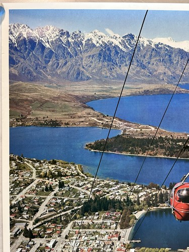 Queenstown and Lake Wakatipu 16x24 Vintage 1973 New Zealand Travel Poster - Picture 3 of 17