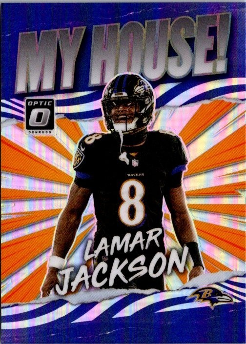 2021 Donruss Optic #MH-9 Lamar Jackson My House Holo Silver Prizm Ravens