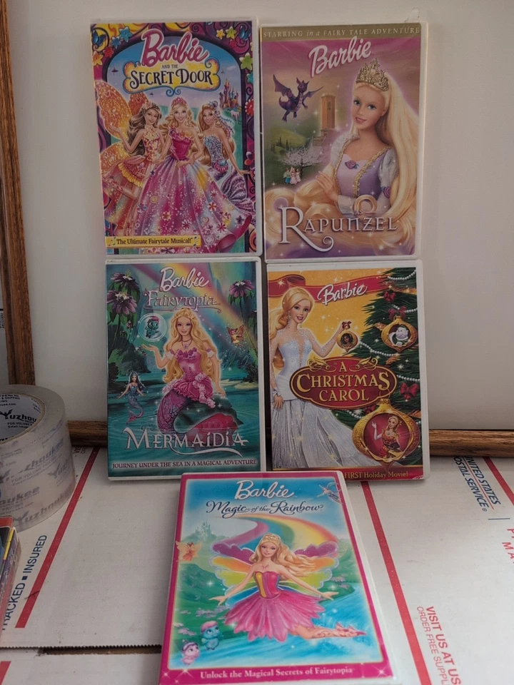 5 DVD Lot Barbie Movies Secret Door,Repunzel Mermaidia,Xmas Carol, Magic Rainbow - Image 2 of 4
