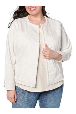 Destination 365 Women's Denim Jacket with Braided Trim White