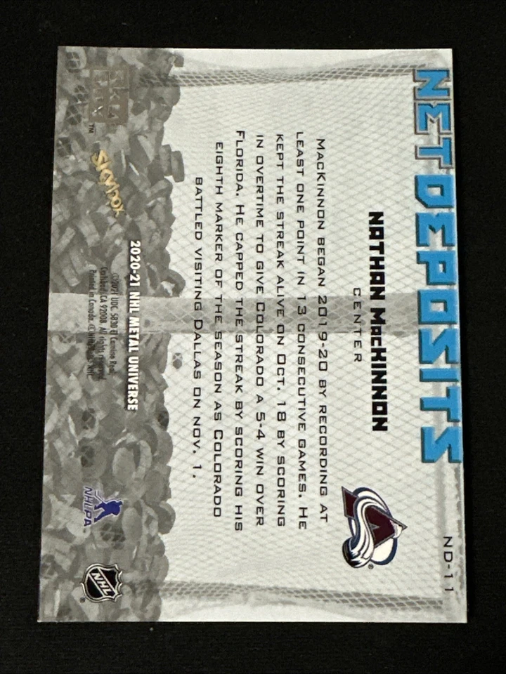 2020-21 Metal Universe Net Deposits ND-11 Nathan MacKinnon Colorado Avalanche - Image 2 of 2
