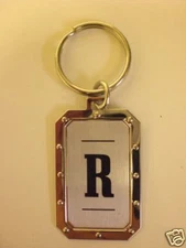 HEAVY DUTY SILVER/CHROME/BLACK INITIAL "R" KEYCHAIN