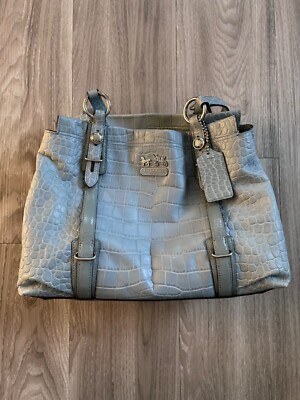 Embossed Crocodile Leather Coach Bag