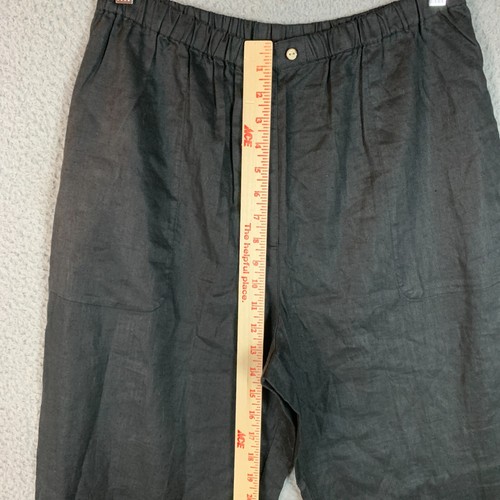 NWT J Jill Pants Womens Medium 100% Linen Relaxed Pull On Black 8646 - Picture 3 of 12