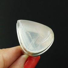 Natural Rose Quartz Pear Gemstone 925 Sterling Silver Adjustable Ring