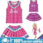 New Kids Adults Barbie Costume Cosplay Barbie Cheerleaders Top Skirt Fancy Dress