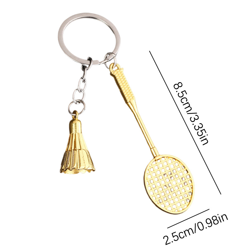 Fashion Creative Badminton Racquet Pendant Keychain Car Key Holder