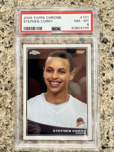 2009-10 Topps Chrome Stephen Curry RC (#/999) PSA 8. Excellent eye appeal!