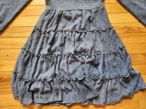 Altar’d State Eliza Minikleid französisch blau Schweizer Punkte Gr. XS Rüschen langarm - Bild 2 von 13