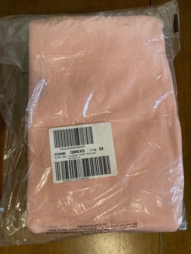 VICTORIAS SECRET SWEATPANTS. XS. LIGHT PEACHY PINK. PINK BLACK GRAPHIC. NWT - Picture 2 of 3