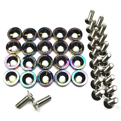 Custom Chrome Rear Fender Fenders 20Pcs M6x15mm Fender Bumper Washer Bolt Engine Bay Screw Kit For Acura Bumper Quick Release: For TSX RSX DC2 DC5 Integra DA MDX RDX(Red Chrome Front Car - Foto 7