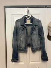 Heritage 1981 Women ’s Distressed Button Down Denim 4 Pocket Jean Jacket Size Lg