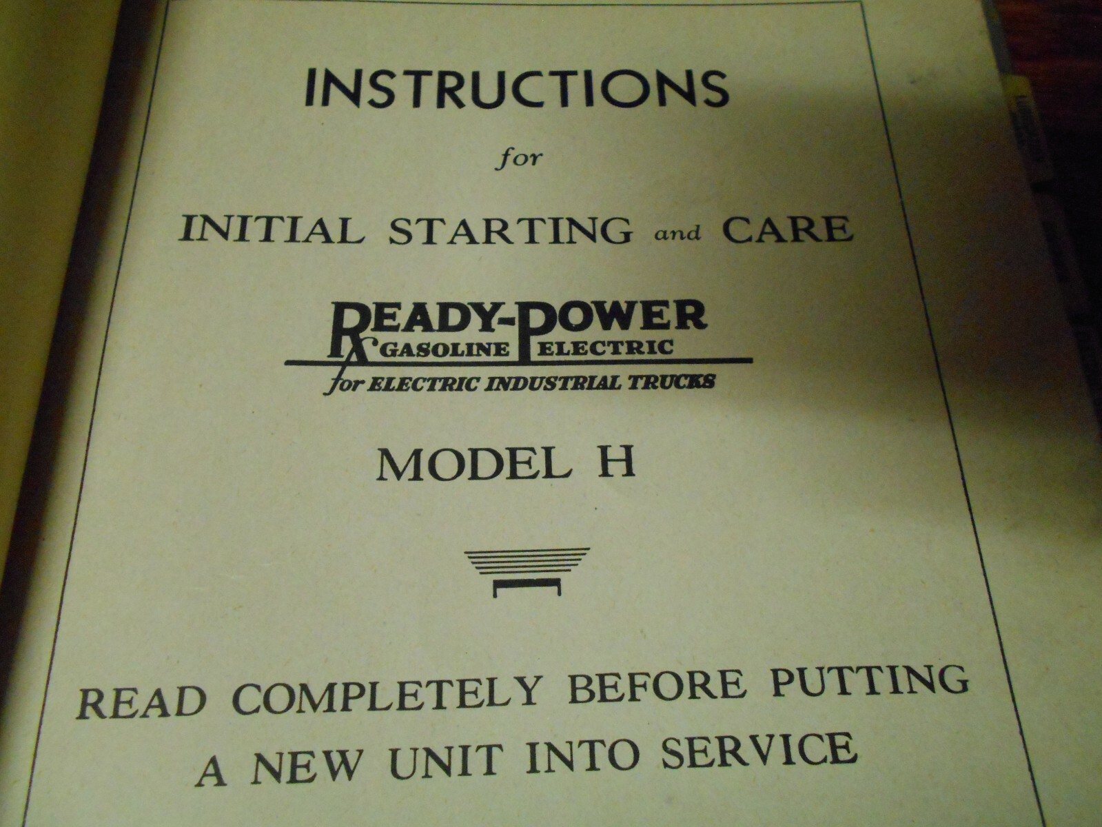 1946-1947 Ready-Power Company Model "H" Power Unit Operating & Service Manual