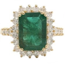 5.50Ct Natural Emerald Diamond 14K Solid Yellow Gold Ring