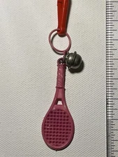 Vintage 1980s Retro plastic bell charm pink Tennis Racket
