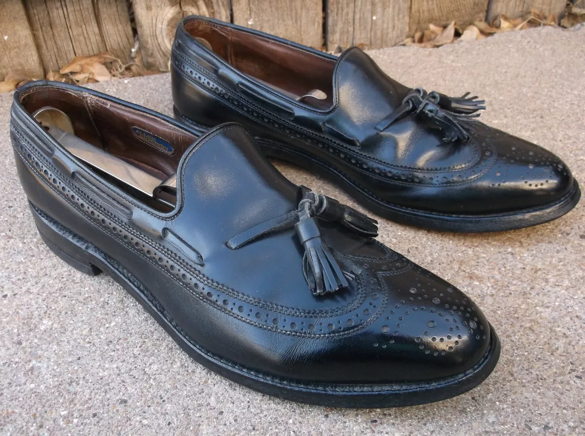 ALLEN EDMONDS Manchester Black Wingtip Tassel Loafer Shoes 8.5 B