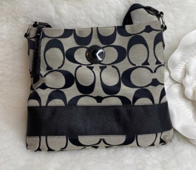 COACH Signature Stripe File Crossbody Zip Shoulder Bag F19220