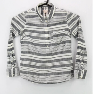 Merona Women s Half Button Up LS Collared Shirt Size Medium Multicolor Striped