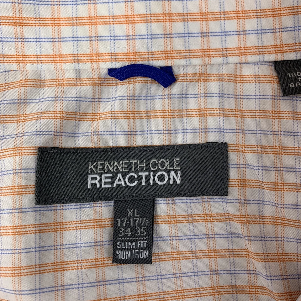 Kenneth Cole Reaction masculino tamanho XL 17-171/2 34-35 ajuste fino xadrez botão frontal - Imagem 2 de 4
