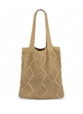 Brown Crochet Tote Crochet Mesh Beach Tote Bag Summer Vacation Boho Knit Bag