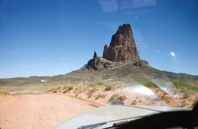 rock formations taken through a windshield a car driving throu- 1952 Old Photo
