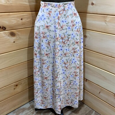 Best United Garment Long Cotton Knit Skirt Floral Flower Elastic Waist 22/24 BUG