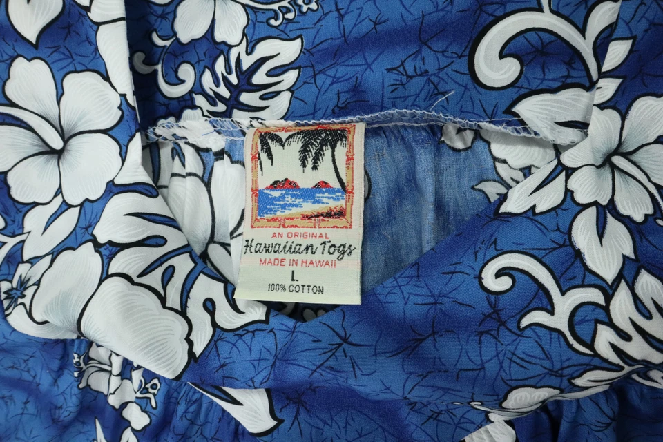 HAWAIIAN TOGS Hawaii EE. UU. Para mujeres L 100 % algodón azul floral Muumuu bolsillos midi Foto 4 de 4