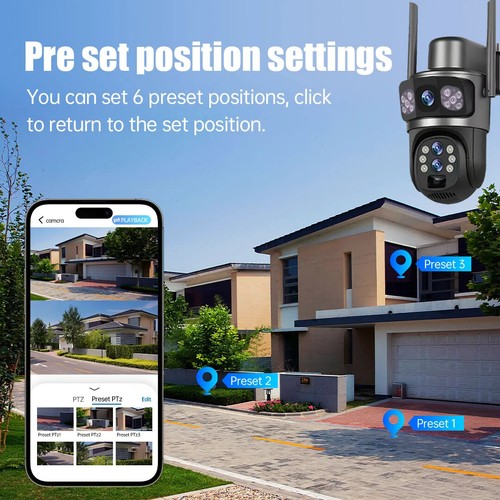 Three Lens 10X Zoom 4G Sim Solar Camera Outdoor 6K 12MP Security Camera Home - Picture 22 of 28