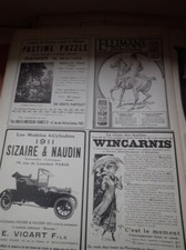 SIZAIRE NAUDIN + WINCARNIS + ELLIMANS + PARKER pub papier ILLUSTRATION 1910 col