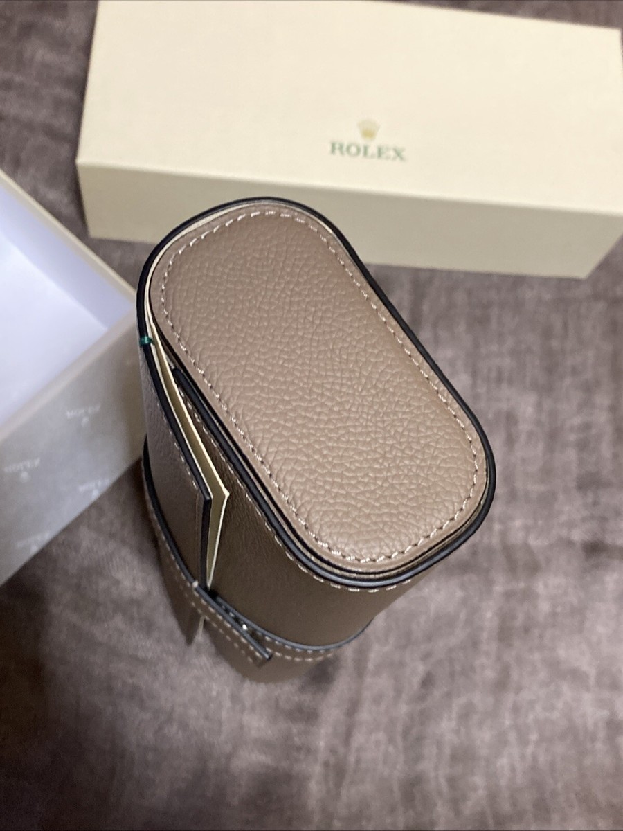 Authentic Official Rolex 3 Watch Saddle Brown Leather Travel Case