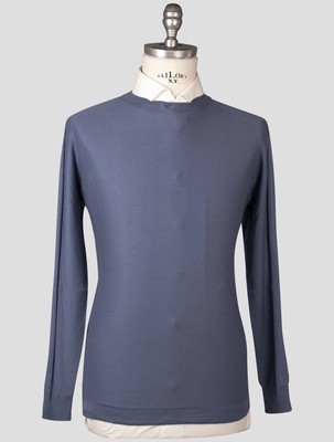Fioroni Blue Cotton Cashmere Sweater Crewneck FI161 Man