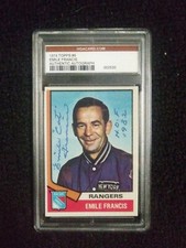 1974 Topps Emile Francis Autographed Card authenticated & slabbed hof 82 inscrip