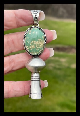 NAVAJO~KINGMAN TURQ~3 1/2 IN LONG ~SQUASH PENDANT~PATRICIA YAZZIE
