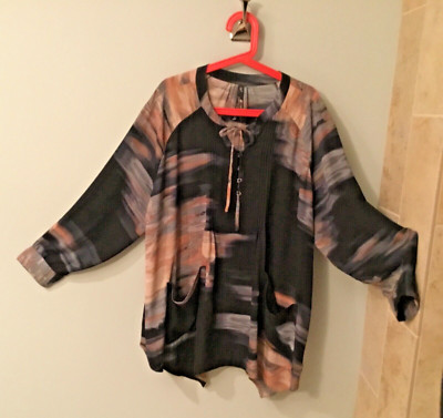 Melissa McCarthy Seven7 Tunic Top w/ Pockets, Purple/blk, 1x relaxed fit